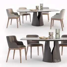 Cattelan Italia Giano Table Magda Chair Set